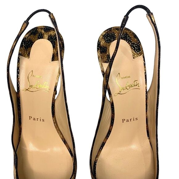 Christian Louboutin Drama Sling 100 Lurex Panthere Stud Pump EU 40 US 10 Heels - Picture 3 of 10